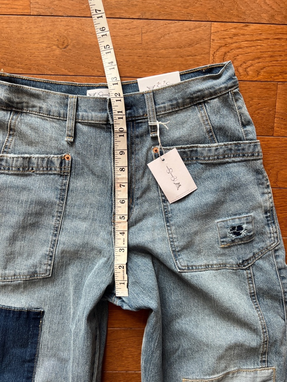 ❤️JESSICA SIMPSON HIGH RISE PATCHWORK BARREL JEAN-NWT-2/6/8/10/12/16❤️ - Picture 11 of 16